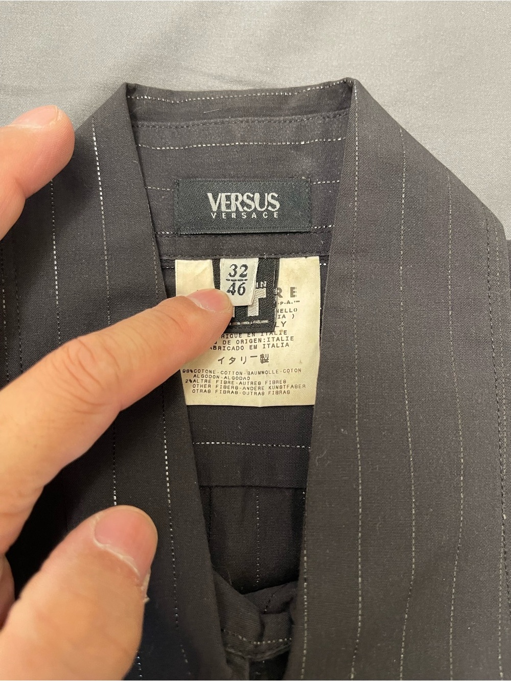 Versace Men's Black Pinstripe Long-Sleeve Dress Shirt - Picture 4 of 5
